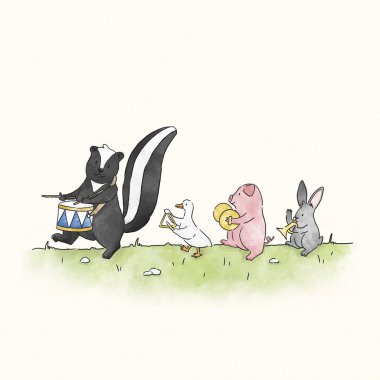 Skunk kendi davul için yürüyüş