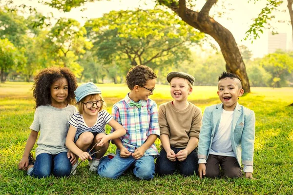 Kids Laughing Having Fun Park — Stock Photo, Image