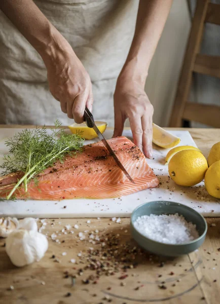 Frischer Lachs Mit Dill Food Fotografie Rezeptidee — Stockfoto