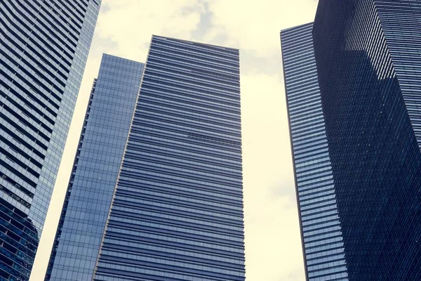 Singapur Panoramata Moderní Skleněné Budovy Spodní Pohled — Stock fotografie
