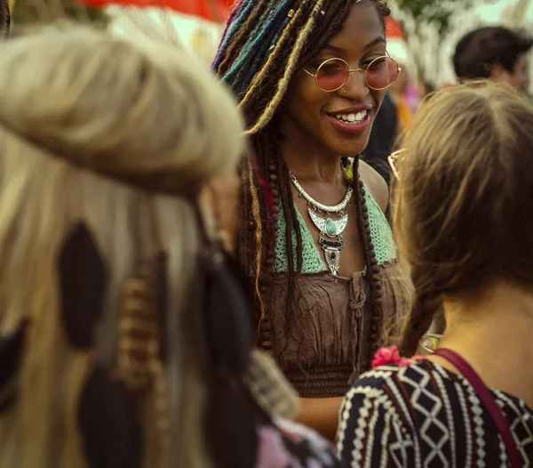 Friends Having Fun Music Festival Stock Photo