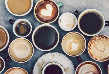 Kahve çeşitli türde havadan görünümü