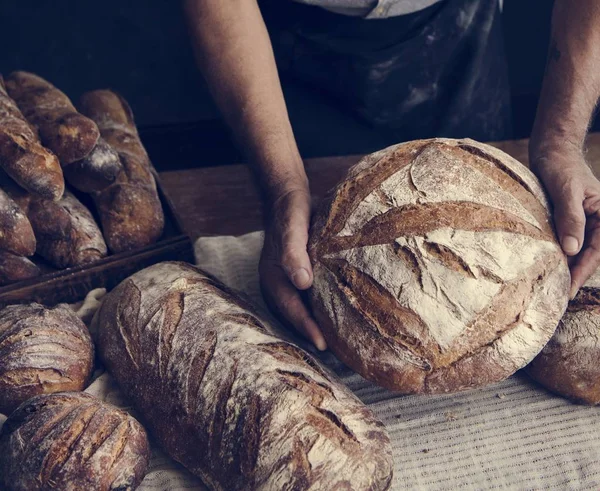 Caseiro Sourdough Pão Fotografia Alimentos Receita Ideia — Fotografia de Stock