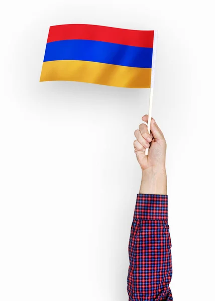 Osoba Machać Flaga Republiki Armenii — Zdjęcie stockowe