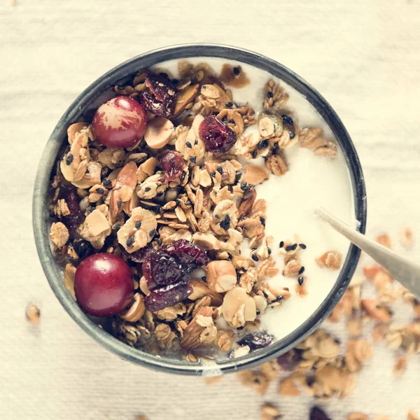 Sano Granola Cibo Fotografia Ricetta Idea — Foto Stock