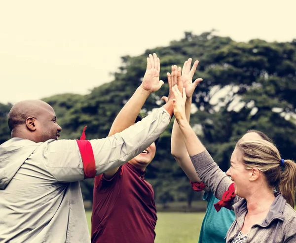 Diverse People Making High Five — Stock Photo, Image