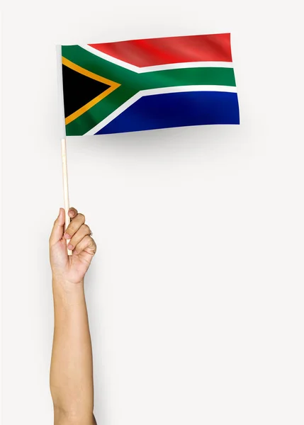 Person Schwenkt Die Flagge Der Republik Südafrika — Stockfoto