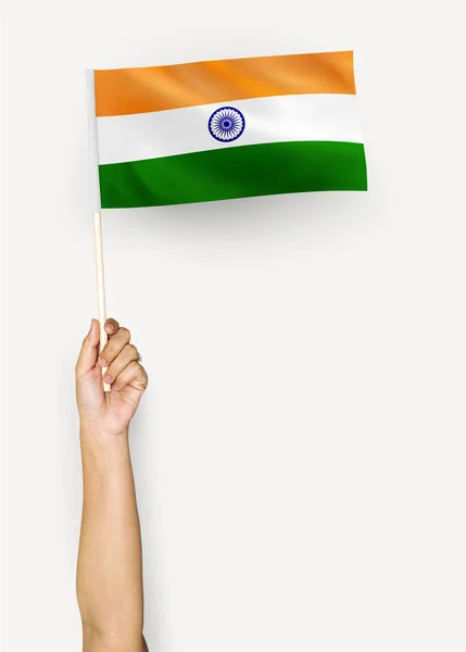 Osoba Mává Vlajkou Indická Republika — Stock fotografie