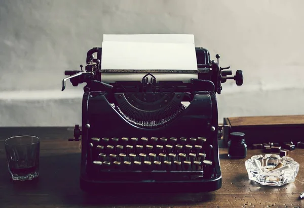 Machine Écrire Vintage Sur Une Table Bois — Photo