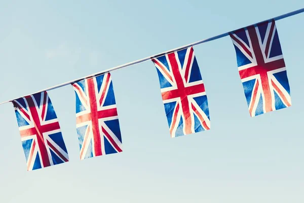 Bunting Bandeiras Britânicas Céu — Fotografia de Stock