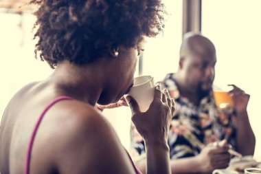 Çift bir otel kahvaltı