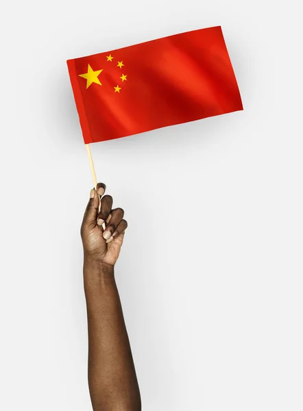 Persona Ondeando Bandera Del Pueblo República China —  Fotos de Stock