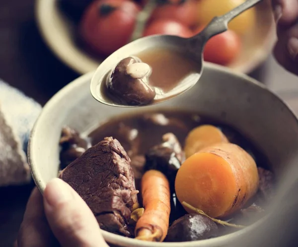 Carne Res Casera Guiso Comida Fotografía Receta Idea — Foto de Stock