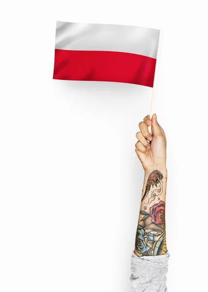 Persona Che Sventola Bandiera Republic Poland — Foto Stock