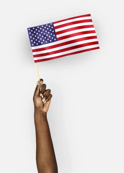 Persona Sventola Bandiera Degli Stati Uniti America — Foto Stock
