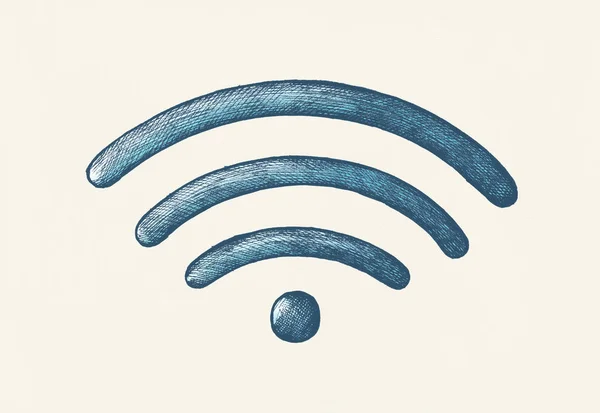 Hand Drawn Blue Wireless Internet Illustration — Stock Photo, Image