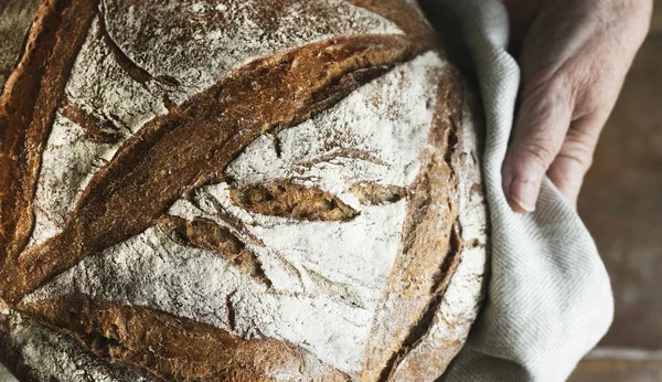 Caseiro Sourdough Pão Fotografia Alimentos Receita Ideia — Fotografia de Stock