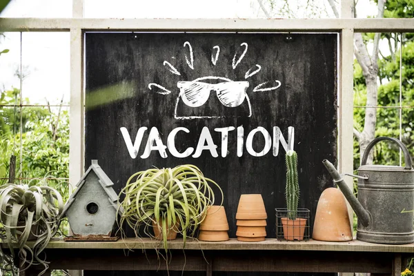 温室本文休暇の夏テーマ黒板 — ストック写真