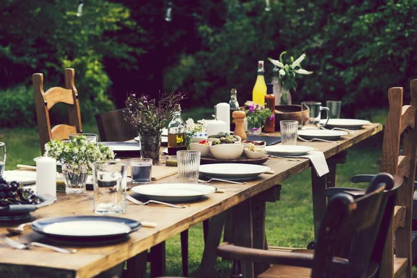 Diner Tafel Set Tuin — Stockfoto