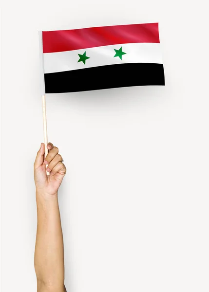 Person Der Vifter Med Syriens Flag - Stock-foto