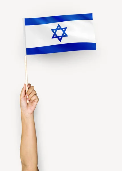 Izrael Állam Lobogója Hullámzó Személy — Stock Fotó