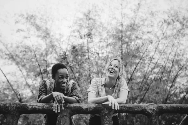 Dos Amigas Hablando Aire Libre —  Fotos de Stock