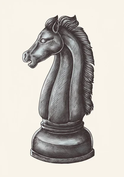 Ручная Иллюстрация Шахматного Рыцаря — стоковое фото