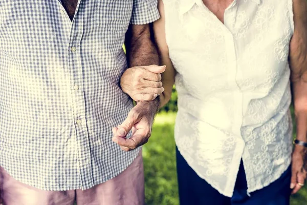 Seniorenpaar Hält Sich Fest — Stockfoto