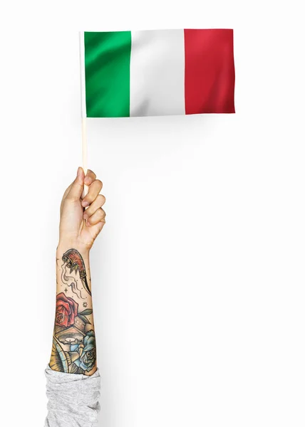 Persona Che Sventola Bandiera Della Repubblica Italiana — Foto Stock