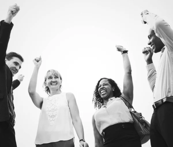 Happy Successful Business People Raining Arms — Stock Photo, Image