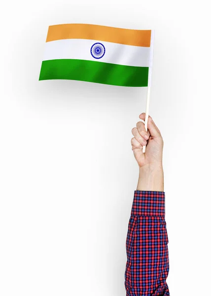 Persona Que Ondea Bandera India —  Fotos de Stock