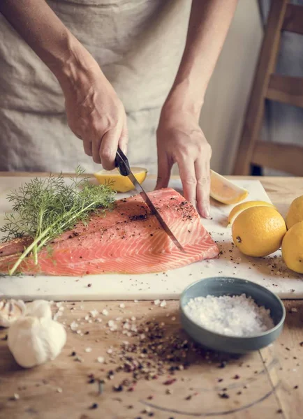 Frischer Lachs Mit Dill Food Fotografie Rezeptidee — Stockfoto