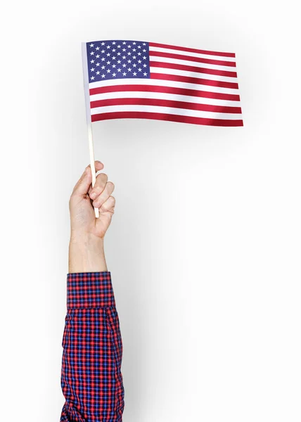 Persona Ondeando Bandera Los Estados Unidos América —  Fotos de Stock