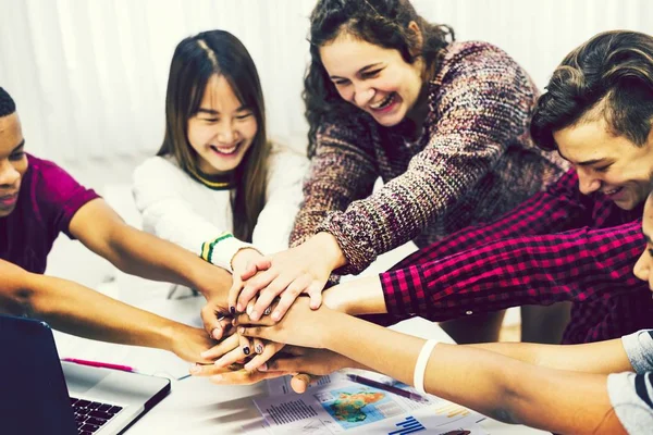 Students Doing Hand Stack School — Stock Photo, Image