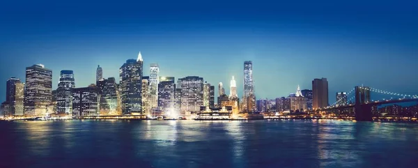 Vista Ciudad Nueva York Por Noche — Foto de Stock