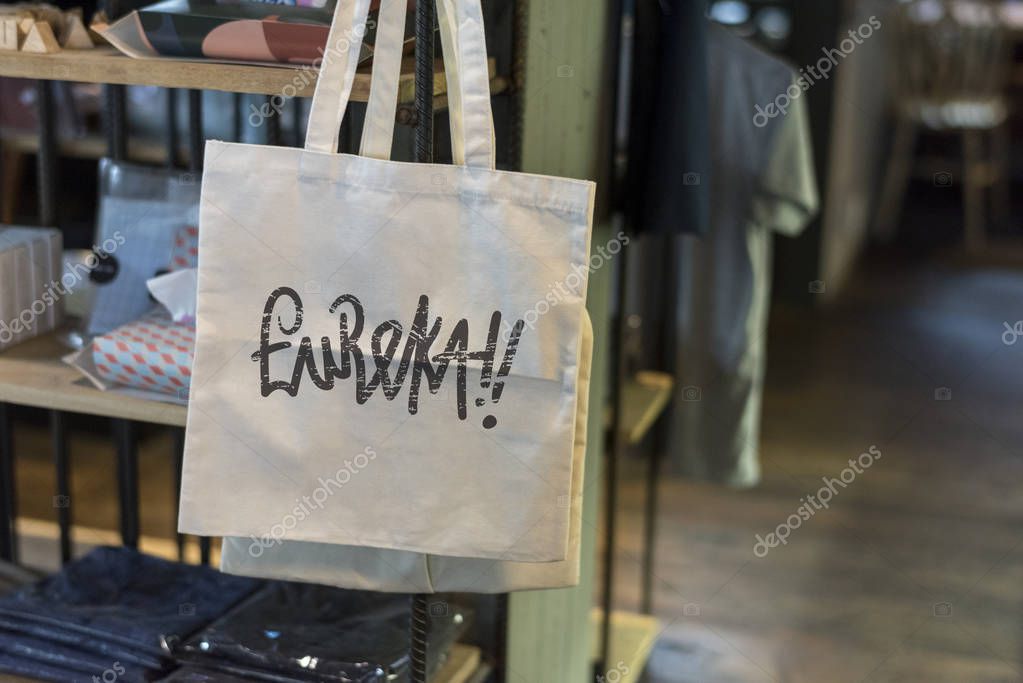Canvas bag in a shop mockup