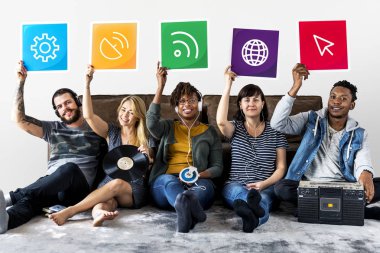 Farklı arkadaş teknoloji simgeleri holding grubu