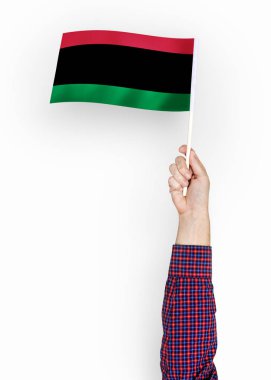 Pan-Afrika bayrak bayrak sallayarak kişi