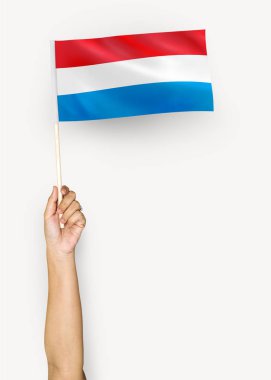 Lüksemburg Büyük Dükalığı bayrağı sallayarak kişi