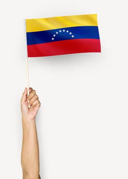 Person Waving Flag Bolivarian Republic Venezuela — Stock Photo, Image