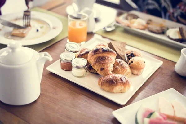 Närbild Hotell Frukost Måltid — Stockfoto