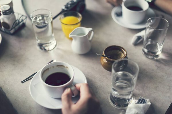 Friends having coffee at a cafe