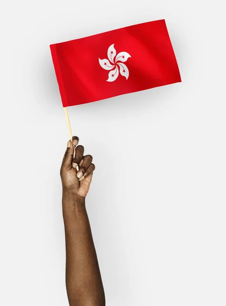 Человек Машущий Флагом Гонконга — стоковое фото