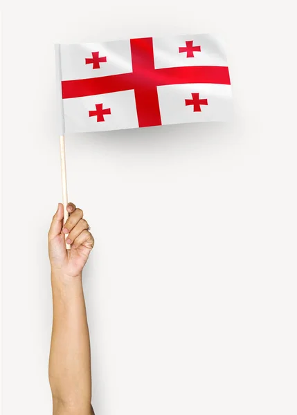 Pessoa Que Agita Bandeira Geórgia — Fotografia de Stock