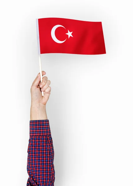 Person Waving Flag Republic Turkey — Stock Photo, Image