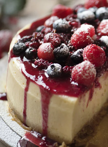 Frische Beeren Käsekuchen Lebensmittel Fotografie Rezeptidee — Stockfoto