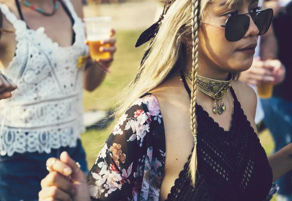 Friends Partying Music Festival — Stock Photo, Image