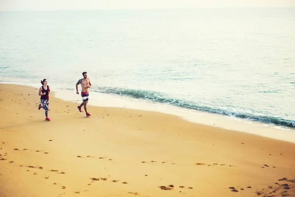 Para Joggingu Plaży — Zdjęcie stockowe