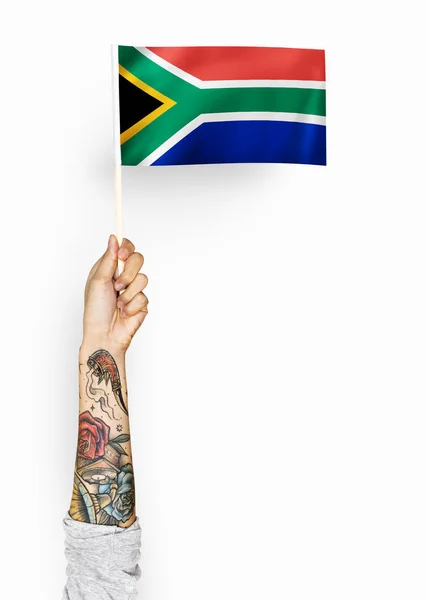 Persona Ondeando Bandera República Sudáfrica —  Fotos de Stock