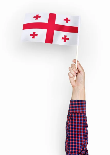 Person Waving Flag Georgia — Stock Photo, Image